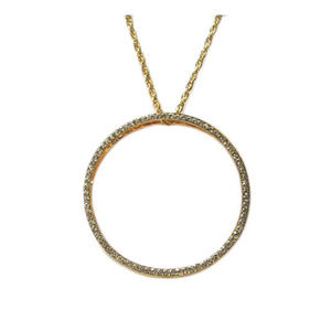 Tigerstars Huge Rhinestone Circle Pendant Necklace